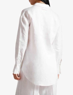 Ted Baker Dorahh Long-sleeve Relaxed-fit Linen Shirt -Reis Clothing Shop R04189330 WHITE ALT02