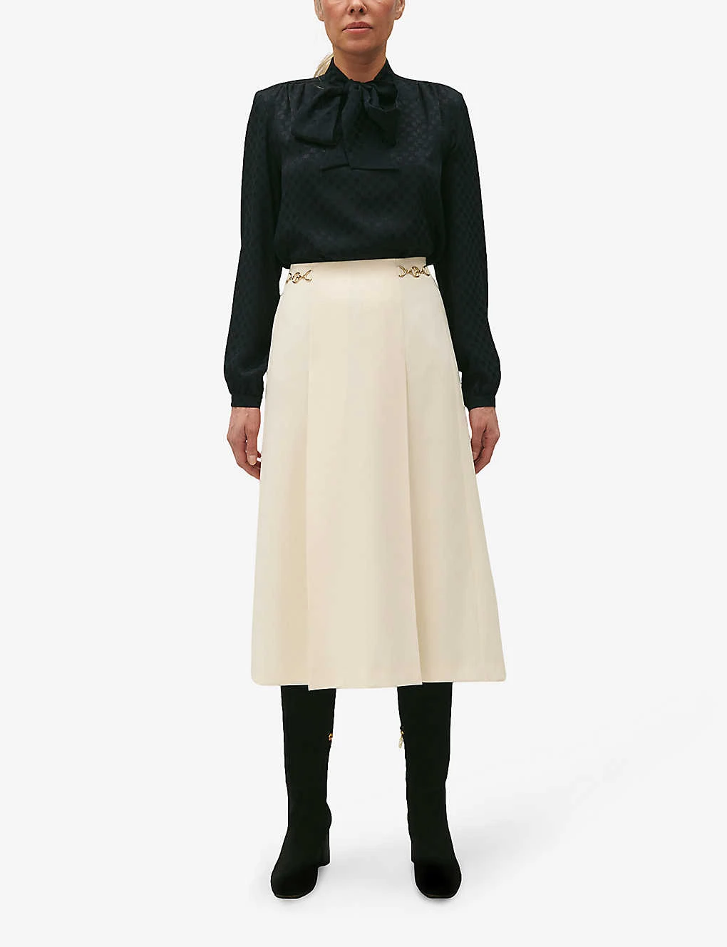 CLAUDIE PIERLOT Saule Chain-embellished Flared-cut Stretch-woven Midi Skirt 2 CLAUDIE PIERLOT Saule Chain-embellished Flared-cut Stretch-woven Midi Skirt - Image 2