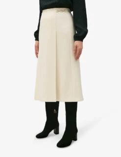 CLAUDIE PIERLOT Saule Chain-embellished Flared-cut Stretch-woven Midi Skirt 6 CLAUDIE PIERLOT Saule Chain-embellished Flared-cut Stretch-woven Midi Skirt -Reis Clothing Shop R04189939 NATURELS ALT02