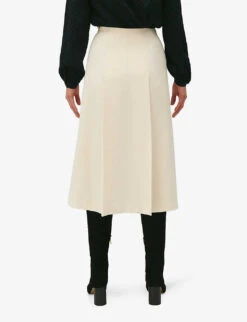 CLAUDIE PIERLOT Saule Chain-embellished Flared-cut Stretch-woven Midi Skirt 7 CLAUDIE PIERLOT Saule Chain-embellished Flared-cut Stretch-woven Midi Skirt -Reis Clothing Shop R04189939 NATURELS ALT03