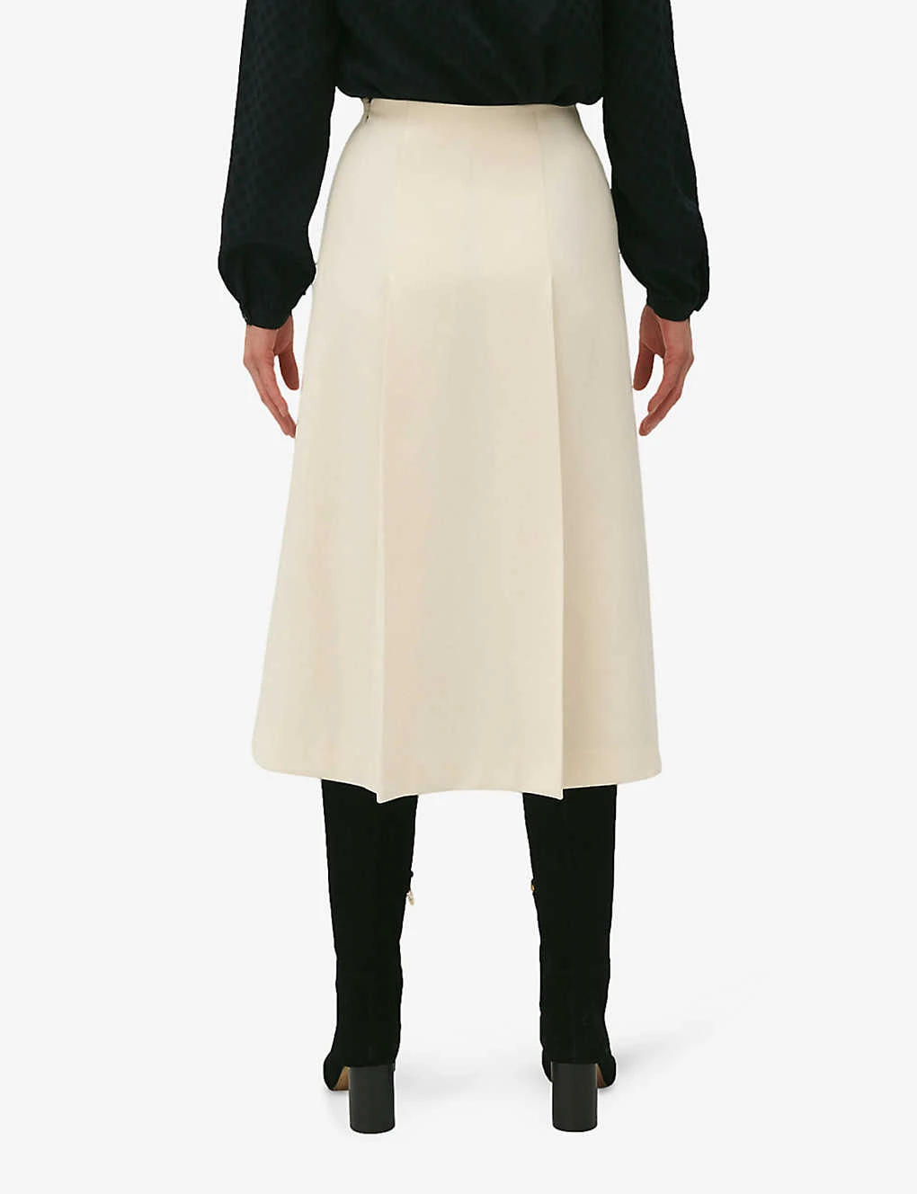 CLAUDIE PIERLOT Saule Chain-embellished Flared-cut Stretch-woven Midi Skirt 4 CLAUDIE PIERLOT Saule Chain-embellished Flared-cut Stretch-woven Midi Skirt - Image 4