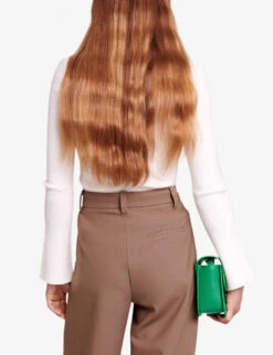 Maje Mipolo Button-neck Long-sleeve Stretch-knit Polo -Reis Clothing Shop R04190026 BLANC ALT03