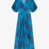 Maje Renilina Butterfly-sleeve Asymmetric-hem Satin Maxi Dress