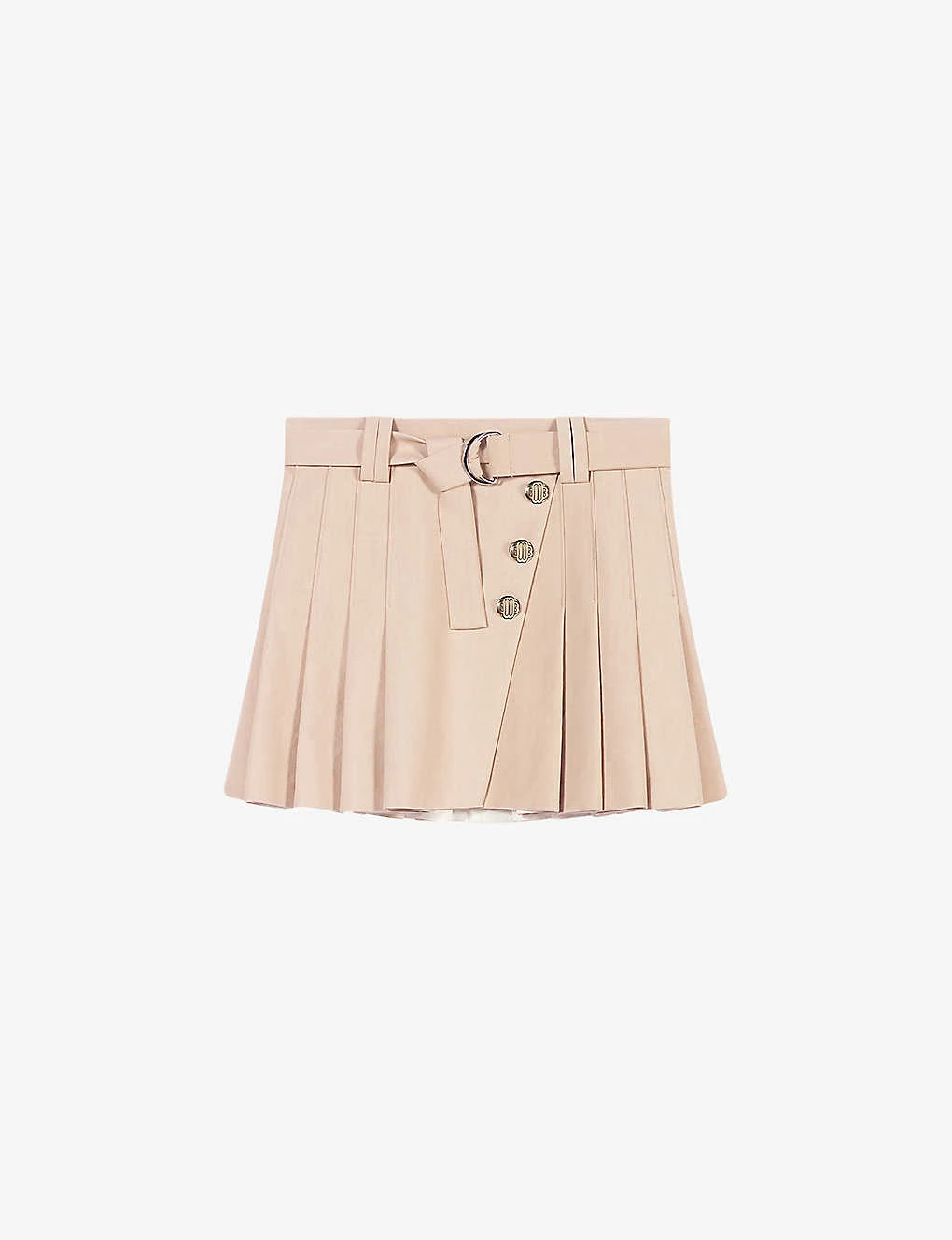 Maje Jumita Button-embellished Pleated Cotton Mini Skirt 1 Maje Jumita Button-embellished Pleated Cotton Mini Skirt