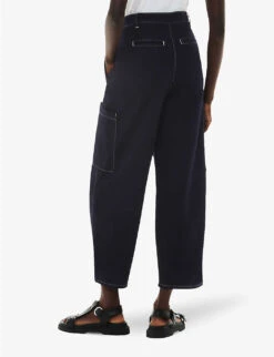 Whistles Meg Tab-detail Cargo-style Cotton-linen Blend Trousers -Reis Clothing Shop R04191511 NAVY ALT03