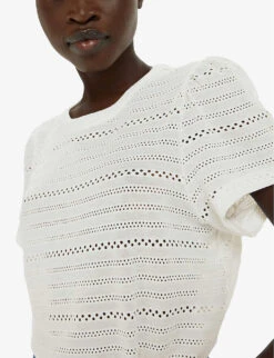 Whistles Broderie Puff-sleeve Relaxed-fit Stretch-cotton Top 9 Whistles Broderie Puff-sleeve Relaxed-fit Stretch-cotton Top -Reis Clothing Shop R04191513 CREAM ALT04