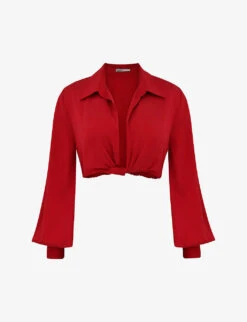 Laraine Open-neck Twist-front Silk Top