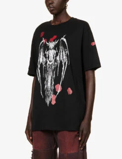 Charli Cohen X Diablo IV Graphic-print Relaxed-fit Organic-cotton T-shirt -Reis Clothing Shop R04192233 BLACKRED ALT02