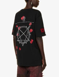 Charli Cohen X Diablo IV Graphic-print Relaxed-fit Organic-cotton T-shirt -Reis Clothing Shop R04192233 BLACKRED ALT03
