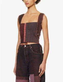 Charli Cohen X Diablo IV Brand-embroidered Boxy-fit Upcycled Top -Reis Clothing Shop R04192236 REDRED ALT02