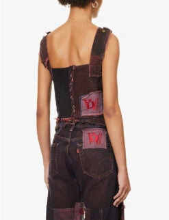 Charli Cohen X Diablo IV Brand-embroidered Boxy-fit Upcycled Top -Reis Clothing Shop R04192236 REDRED ALT03