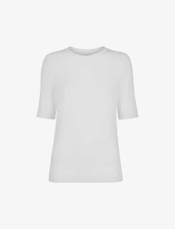 Whistles Essential Crew-neck Ribbed Stretch-woven T-shirt