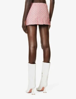 MISBHV Branded-pattern Pleated Cotton-blend Mini Skirt -Reis Clothing Shop R04192578 BUBBLEGUM ALT03