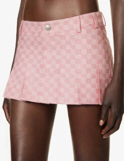 MISBHV Branded-pattern Pleated Cotton-blend Mini Skirt -Reis Clothing Shop R04192578 BUBBLEGUM ALT04