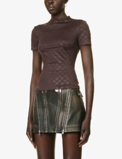 MISBHV Branded-print Slim-fit Stretch-woven T-shirt -Reis Clothing Shop R04192582 WENGE ALT02