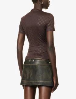 MISBHV Branded-print Slim-fit Stretch-woven T-shirt -Reis Clothing Shop R04192582 WENGE ALT03