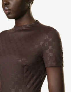 MISBHV Branded-print Slim-fit Stretch-woven T-shirt -Reis Clothing Shop R04192582 WENGE ALT04