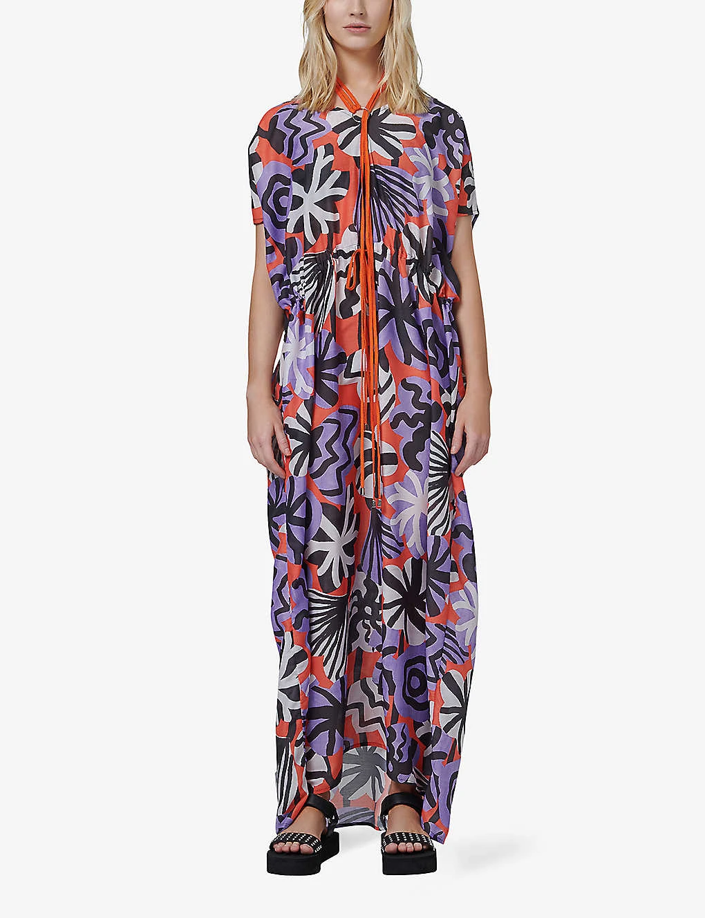 Floral-print Neck-tie Woven Maxi Dress 2 Floral-print Neck-tie Woven Maxi Dress - Image 2