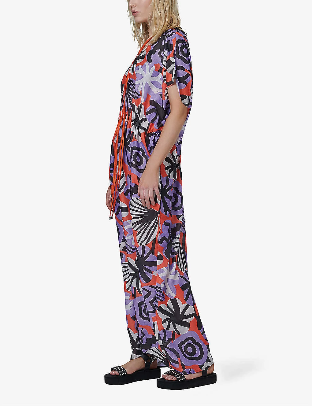 Floral-print Neck-tie Woven Maxi Dress 3 Floral-print Neck-tie Woven Maxi Dress - Image 3
