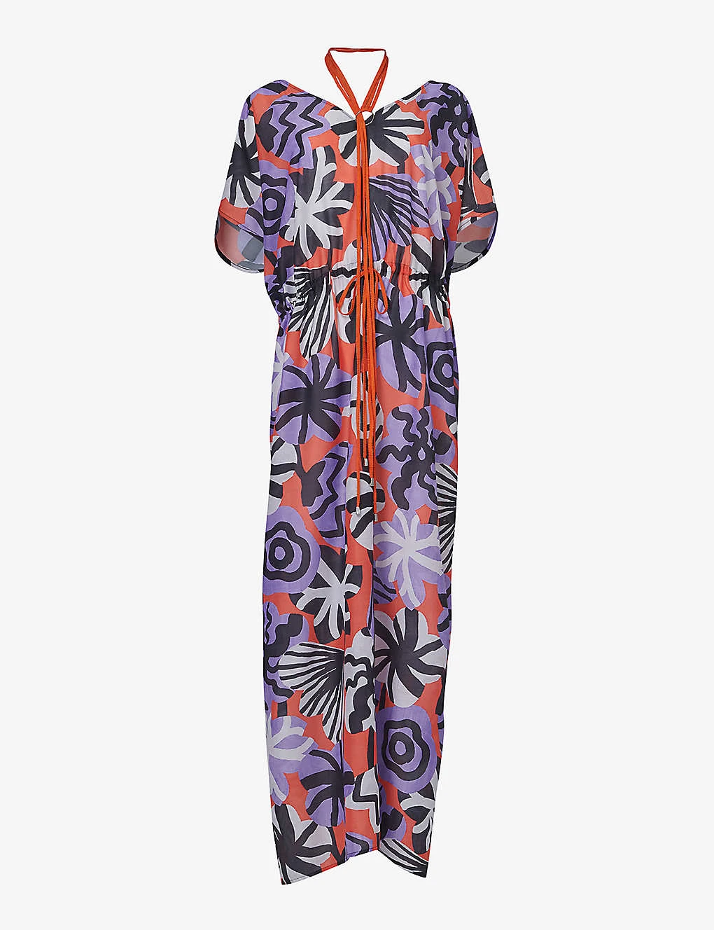 Floral-print Neck-tie Woven Maxi Dress 1 Floral-print Neck-tie Woven Maxi Dress