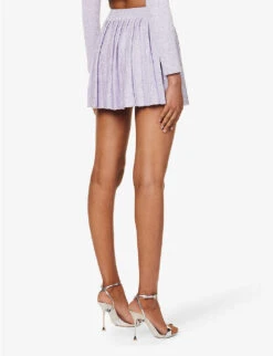 SELF PORTRAIT Sequin-embellished Mid-rise Wool And Cotton-blend Knitted Mini Skirt -Reis Clothing Shop R04195750 PURPLE ALT03