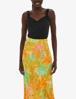 Whistles Palm Floral-print Button-embellished Woven Midi Skirt 7 Whistles Palm Floral-print Button-embellished Woven Midi Skirt -Reis Clothing Shop R04195944 MULTICOLOURED ALT02