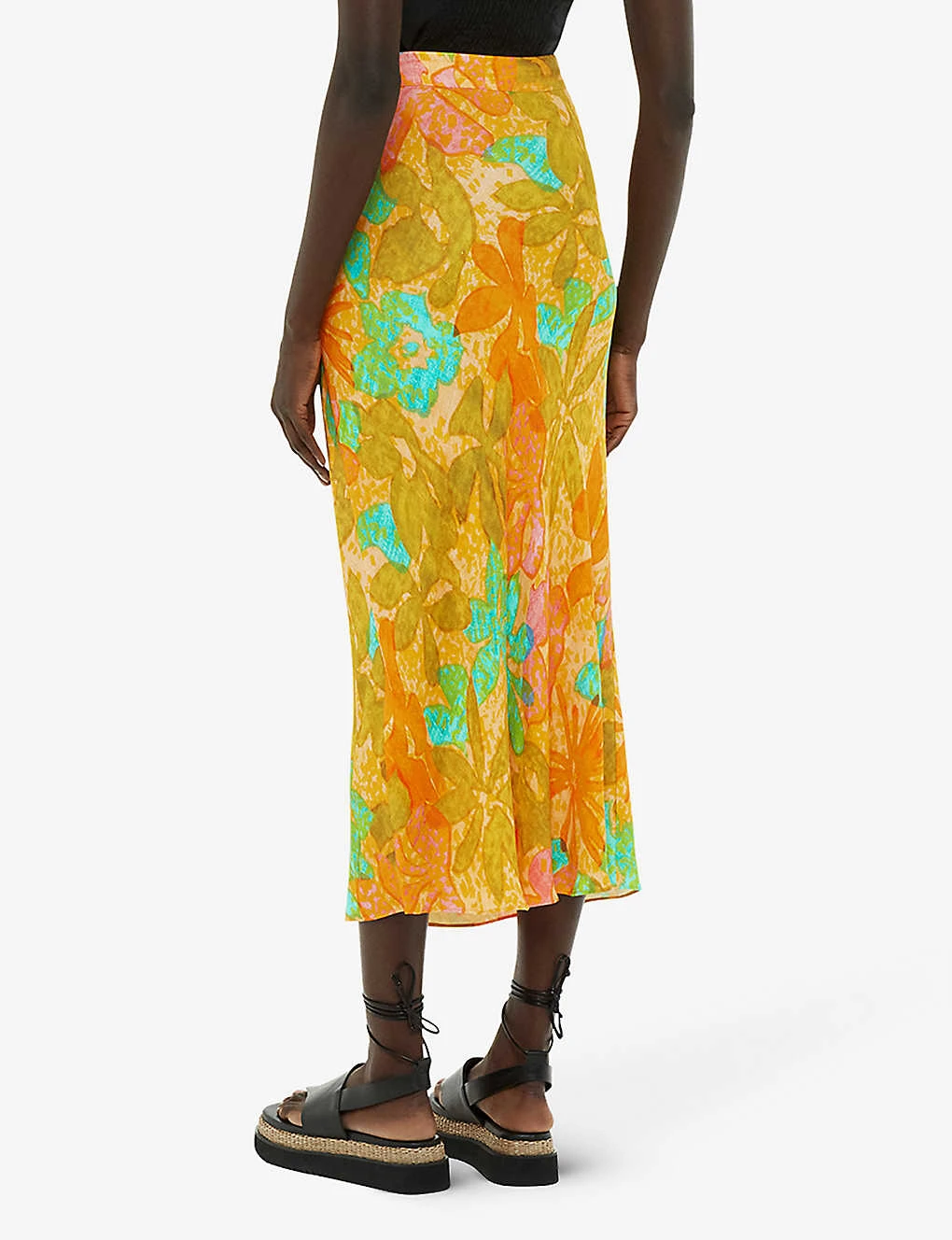 Whistles Palm Floral-print Button-embellished Woven Midi Skirt 4 Whistles Palm Floral-print Button-embellished Woven Midi Skirt - Image 4