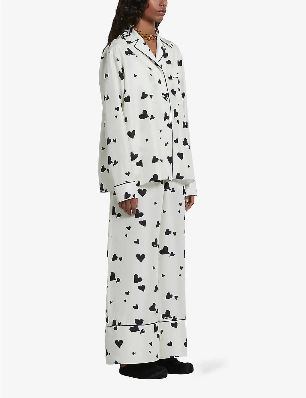 Marni Flared High-rise Heart-print Silk Trousers 2 Marni Flared High-rise Heart-print Silk Trousers - Image 2