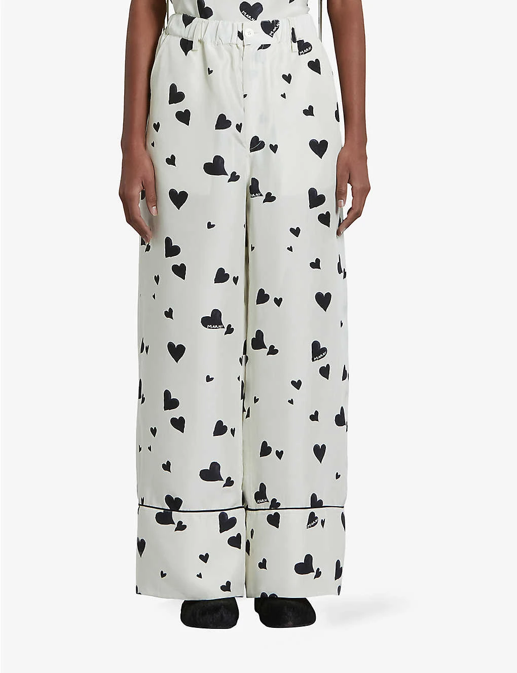 Marni Flared High-rise Heart-print Silk Trousers 3 Marni Flared High-rise Heart-print Silk Trousers - Image 3