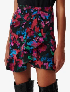 IRO Melissa Floral-print Silk Mini Skirt -Reis Clothing Shop R04196501 BLA72 ALT02