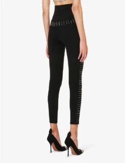 ALAIA Pin-embellished High-rise Knitted Leggings -Reis Clothing Shop R04196663 NOIRALAIA ALT03