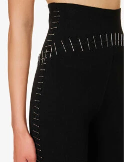 ALAIA Pin-embellished High-rise Knitted Leggings -Reis Clothing Shop R04196663 NOIRALAIA ALT04