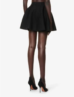 ALAIA Ribbed Flared Mid-rise Wool-blend Mini Skirt -Reis Clothing Shop R04196694 NOIRALAIA ALT03