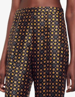 Sandro Shanny Graphic-print Wide-leg Mid-rise Satin Trousers -Reis Clothing Shop R04197483 NOIRGRIS ALT04