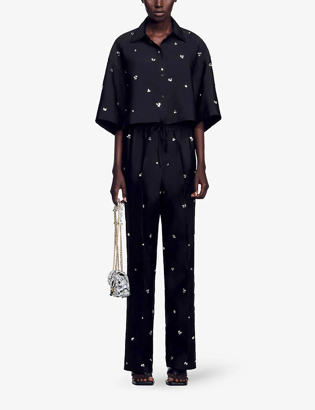 Sandro Mentissa Crystal-embellished Woven Shirt 2 Sandro Mentissa Crystal-embellished Woven Shirt - Image 2