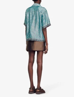 Sandro Vanille Graphic-print Woven Shirt -Reis Clothing Shop R04197508 BRUNS ALT03