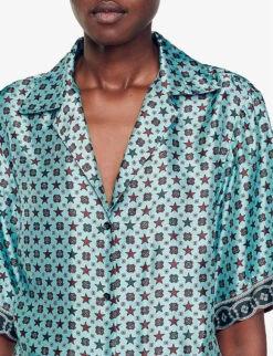 Sandro Vanille Graphic-print Woven Shirt -Reis Clothing Shop R04197508 BRUNS ALT04