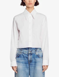 Sandro Gourmandise Cropped Cotton-poplin Shirt -Reis Clothing Shop R04197542 NATURELS ALT02