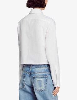 Sandro Gourmandise Cropped Cotton-poplin Shirt -Reis Clothing Shop R04197542 NATURELS ALT03