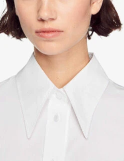 Sandro Gourmandise Cropped Cotton-poplin Shirt -Reis Clothing Shop R04197542 NATURELS ALT04
