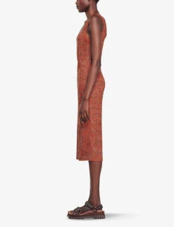 Sandro Fantasia Rhinestone-embellished Sleeveless Woven Midi Dress -Reis Clothing Shop R04197792 BRUNS ALT02