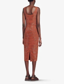 Sandro Fantasia Rhinestone-embellished Sleeveless Woven Midi Dress -Reis Clothing Shop R04197792 BRUNS ALT03