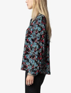 Zadig & Voltaire Tchin Floral-print Silk Shirt -Reis Clothing Shop R04198976 NOIR ALT02
