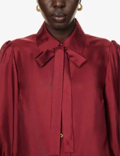 Zimmermann Luminosity Floral-button Silk Shirt -Reis Clothing Shop R04199061 BURGUNDY ALT04