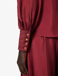 Zimmermann Luminosity Floral-button Silk Shirt -Reis Clothing Shop R04199061 BURGUNDY ALT05