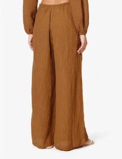 Faithfull The Brand Rupina Wide-leg High-rise Linen-blend Trousers 8 Faithfull The Brand Rupina Wide-leg High-rise Linen-blend Trousers -Reis Clothing Shop R04199681 CARAMEL ALT03