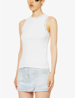 Daily Paper Erib Logo-print Stretch-cotton Top -Reis Clothing Shop R04200789 WHITE ALT02