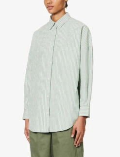 Chiara Dropped-shoulder Relaxed-fit Cotton Shirt -Reis Clothing Shop R04200819 FERNWHITE ALT02