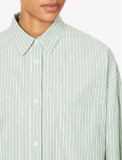 Chiara Dropped-shoulder Relaxed-fit Cotton Shirt -Reis Clothing Shop R04200819 FERNWHITE ALT04