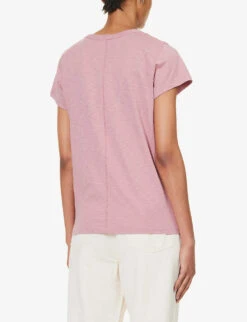 Rag & Bone The Slub Exposed-seams Organic-cotton T-shirt -Reis Clothing Shop R04201897 ROSE ALT03